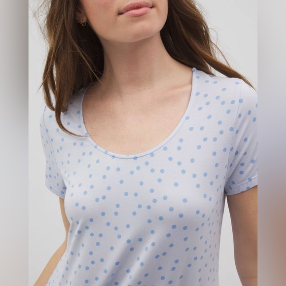 Soma Cool Nights Scoop Neck Short Sleeve Sleepshirt Merry Dot Ocean Air L - Picture 6 of 8